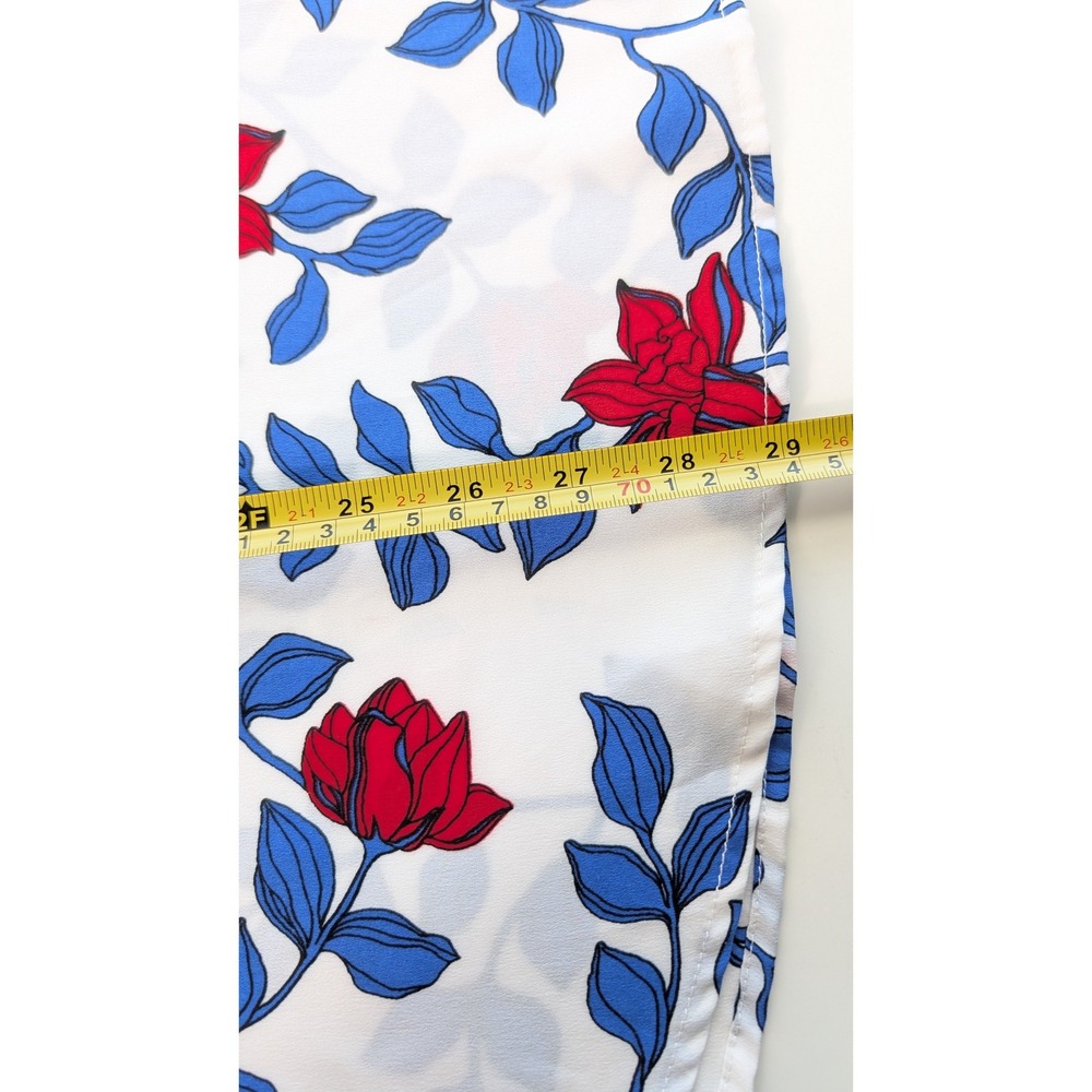 Liz Claiborne‎ Career White Red Blue Floral Print Bell Sleeve Blouse Top XXL - Picture 7 of 8